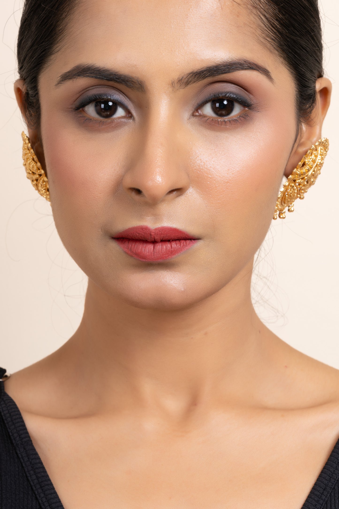 Gold Plated Jumbo Floral Stud Earring