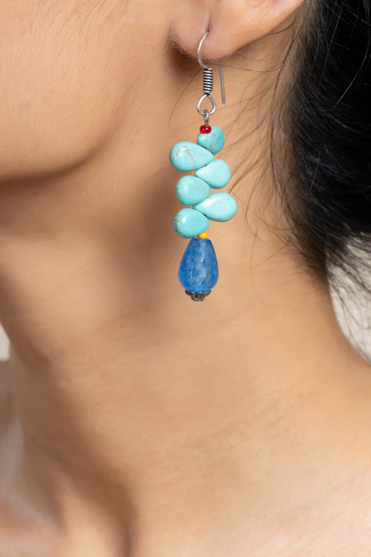 Handmade Semi Precious Turquoise Onyx Drop Earring