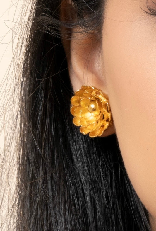 Gold Plated Statement Floral Stud