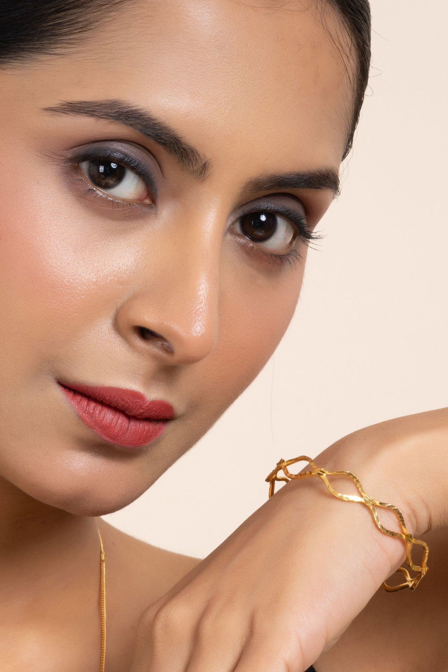 Gold Plated Designer Bangle with Intricate Detailing - Copper Jewelry for All Occasions LOOK AND ADORN - designed for you