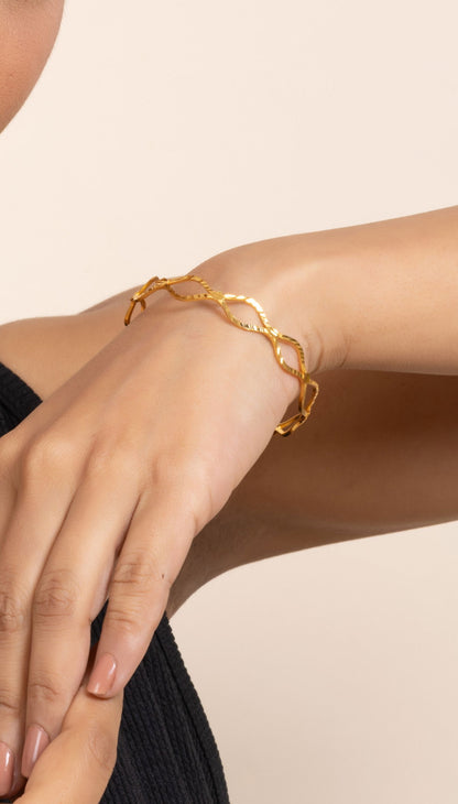 Gold Plated Designer Bangle with Intricate Detailing - Copper Jewelry for All Occasions LOOK AND ADORN - designed for you