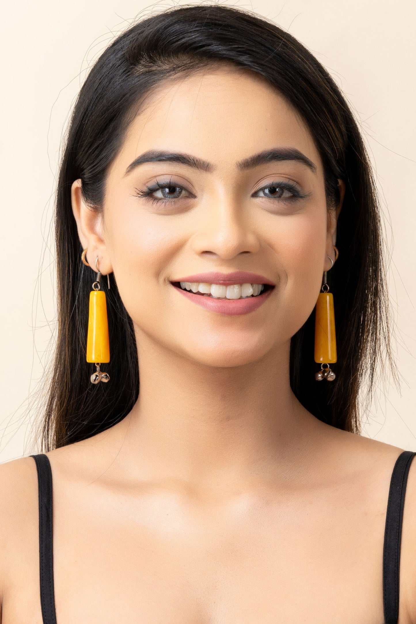 Handmade Orange Acrylic with Ghungroo Earrings - Lightweight, Comfortable, Cultural Charm LOOK AND ADORN - designed for you