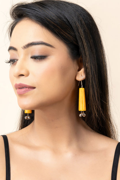 Handmade Orange Acrylic with Ghungroo Earrings - Lightweight, Comfortable, Cultural Charm LOOK AND ADORN - designed for you