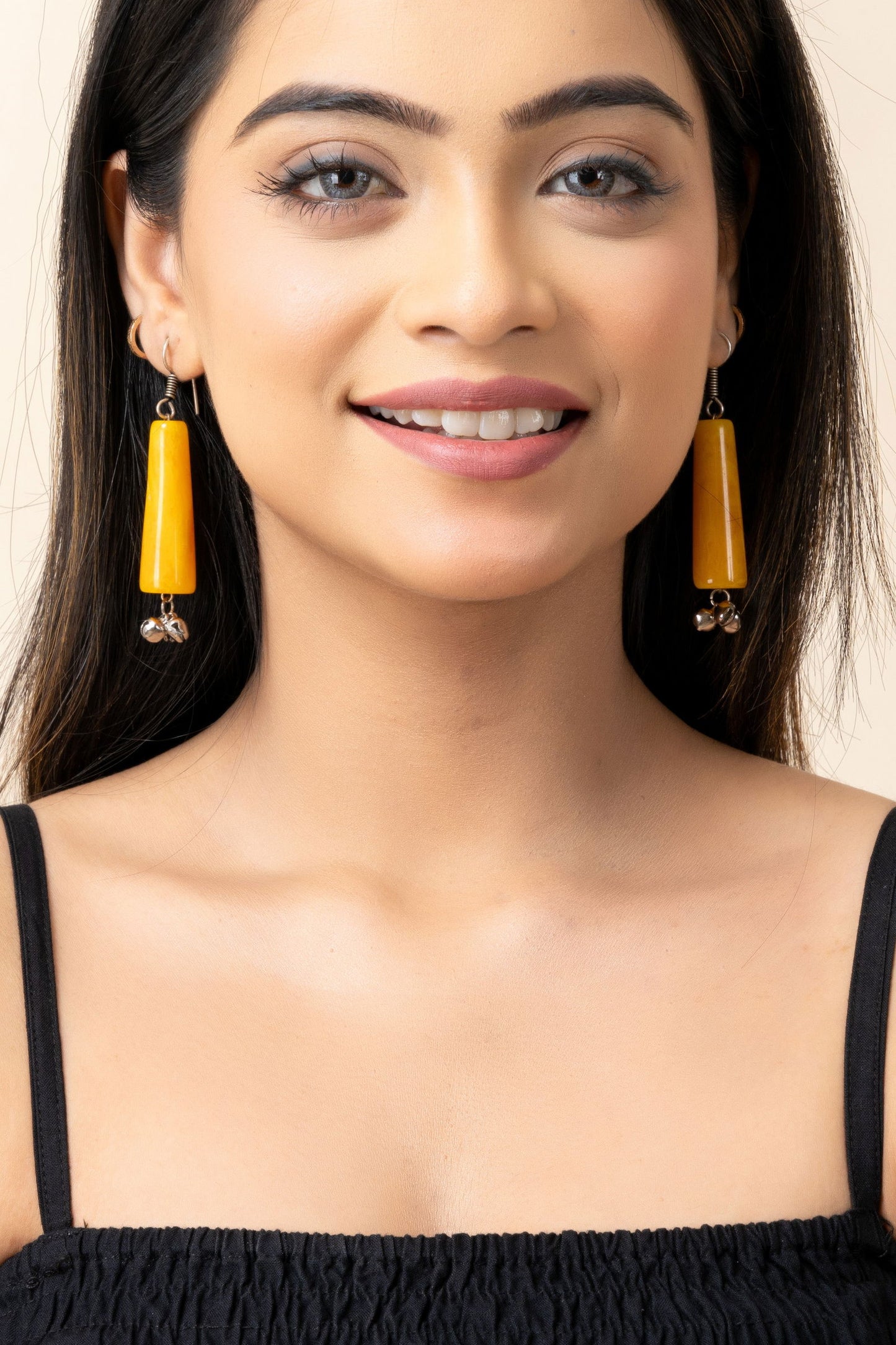 Handmade Orange Acrylic with Ghungroo Earrings - Lightweight, Comfortable, Cultural Charm LOOK AND ADORN - designed for you