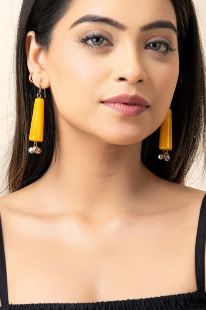 Handmade Orange Acrylic with Ghungroo Earrings - Lightweight, Comfortable, Cultural Charm LOOK AND ADORN - designed for you