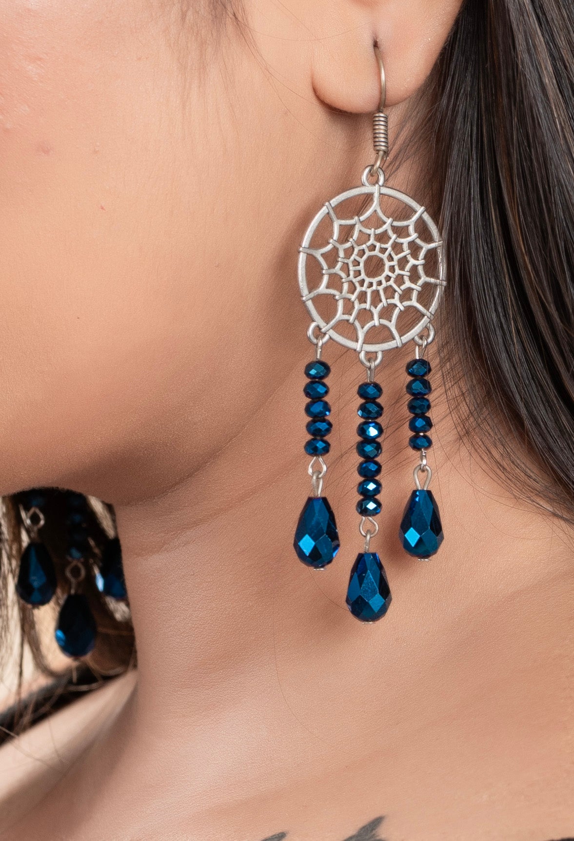 designer-handmade-oxidised-silver-blue-crystal-drop-dreamcatcher-earring-er453